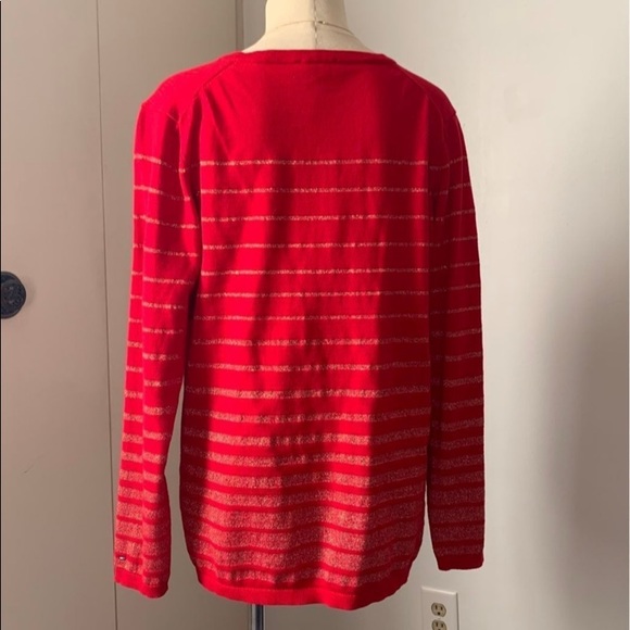 Tommy Hilfiger V-Neck Red & Gold Thread Sweater - Picture 4 of 7